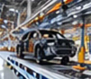 Car body on an automotive conveyor line