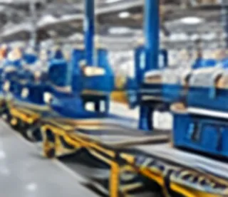 General manufacturing hall with conveyor stations